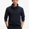 Sweatshirt aus Baumwollmischung mit Reißverschluss am Kragen und Waffelstruktur