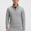 Sweatshirt aus Baumwollmischung mit Reißverschluss am Kragen und Waffelstruktur
