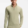 Sweatshirt aus Baumwollmischung mit Reißverschluss am Kragen und Waffelstruktur Sweatshirt aus Baumwollmischung mit Reißverschluss am Kragen und Waffelstruktur
