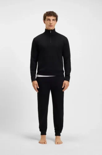 Sweatshirt aus Baumwollmischung mit Reißverschluss am Kragen und Waffelstruktur