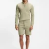 Sweatshirt aus Baumwollmischung mit Reißverschluss am Kragen und Waffelstruktur Sweatshirt aus Baumwollmischung mit Reißverschluss am Kragen und Waffelstruktur