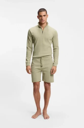 Sweatshirt aus Baumwollmischung mit Reißverschluss am Kragen und Waffelstruktur