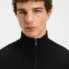 Sweatshirt aus Baumwollmischung mit Reißverschluss am Kragen und Waffelstruktur
