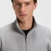 Sweatshirt aus Baumwollmischung mit Reißverschluss am Kragen und Waffelstruktur