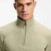 Sweatshirt aus Baumwollmischung mit Reißverschluss am Kragen und Waffelstruktur Sweatshirt aus Baumwollmischung mit Reißverschluss am Kragen und Waffelstruktur