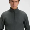 Sweatshirt aus Baumwollmischung mit Reißverschluss am Kragen und Waffelstruktur Sweatshirt aus Baumwollmischung mit Reißverschluss am Kragen und Waffelstruktur