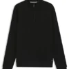 Sweatshirt aus Baumwollmischung mit Reißverschluss am Kragen und Waffelstruktur