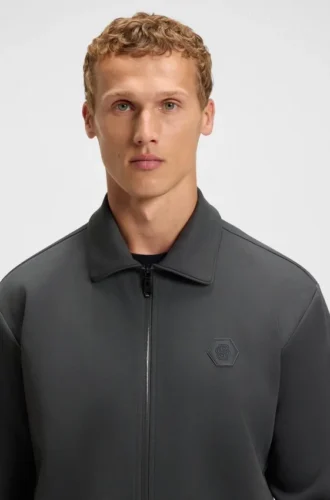 Sweatshirt aus Baumwollmischung mit Reißverschluss und Double-B-Monogramm
