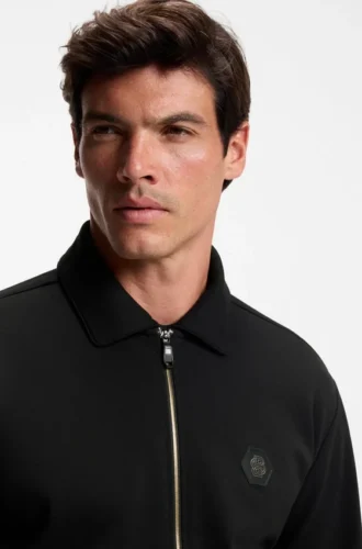 Sweatshirt aus Baumwollmischung mit Reißverschluss und Double-B-Monogramm