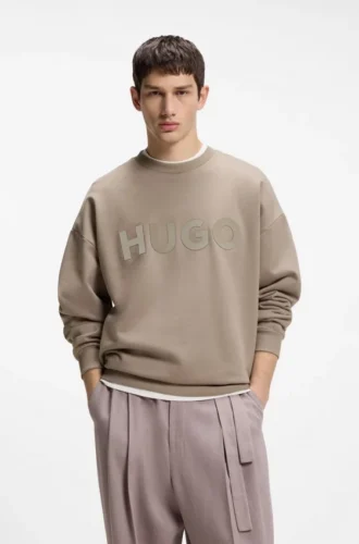 Sweatshirt in Oversize-Passform aus Baumwollfrottee mit farblich abgestimmtem Logo