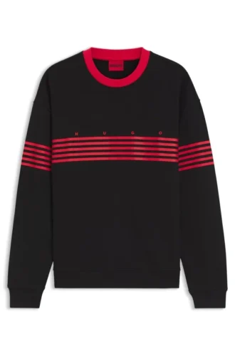 Sweatshirt in Relaxed-Fit aus Baumwollfrottee mit aufgedruckten Streifen