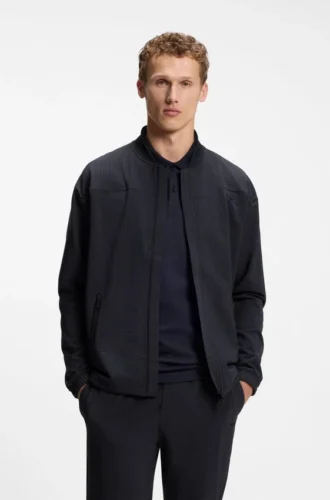 Sweatshirt mit gerahmtem Reißverschluss und Waffelstruktur