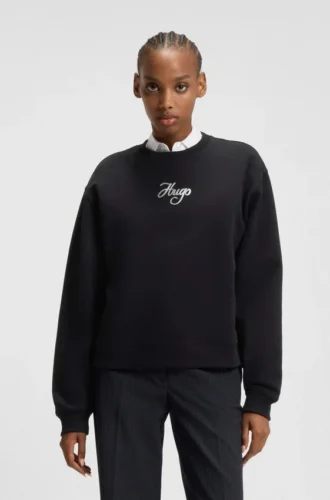 Sweatshirt mit Glitzer-Logo aus Baumwollfrottee