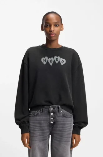 Sweatshirt mit Herz-Logo aus Baumwollfrottee