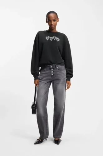Sweatshirt mit Herz-Logo aus Baumwollfrottee