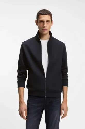 Sweatshirt mit Reißverschluss aus merzerisiertem Stretch-Baumwollpiqué