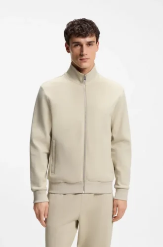 Sweatshirt mit Reißverschluss aus merzerisiertem Stretch-Baumwollpiqué