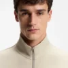 Sweatshirt mit Reißverschluss aus merzerisiertem Stretch-Baumwollpiqué Sweatshirt mit Reißverschluss aus merzerisiertem Stretch-Baumwollpiqué