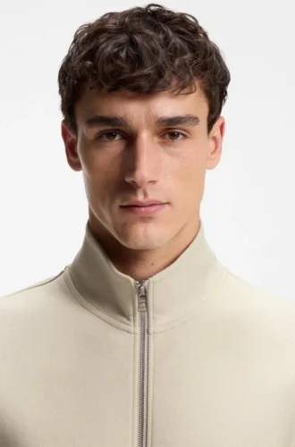 Sweatshirt mit Reißverschluss aus merzerisiertem Stretch-Baumwollpiqué