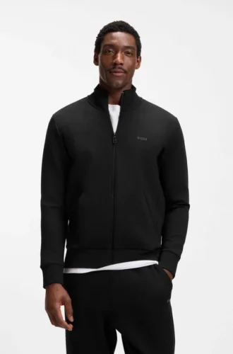 Sweatshirt mit Reißverschluss aus Stretch-Baumwolle mit Logo-Print