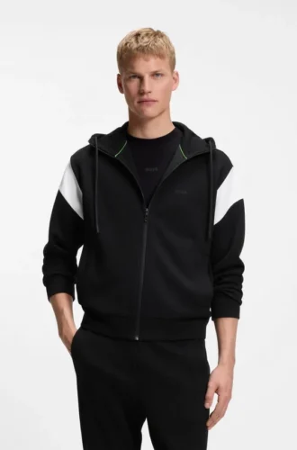 Sweatshirt mit Reißverschluss in Regular-Fit aus Spacer-Piqué