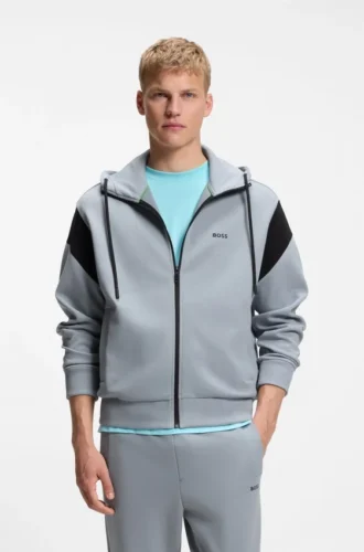 Sweatshirt mit Reißverschluss in Regular-Fit aus Spacer-Piqué