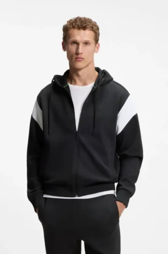 Sweatshirt mit Reißverschluss in Regular-Fit aus Spacer-Piqué