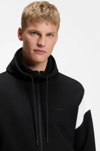Sweatshirt mit Reißverschluss in Regular-Fit aus Spacer-Piqué
