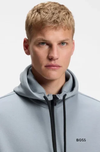 Sweatshirt mit Reißverschluss in Regular-Fit aus Spacer-Piqué