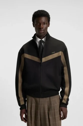 Sweatshirt mit Reißverschluss und Chevron-Band in lockerer Passform