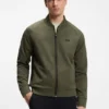 Sweatshirt mit Reißverschluss und Dreieck-Jacquardmuster sowie gummiertem Logo