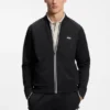 Sweatshirt mit Reißverschluss und Dreieck-Jacquardmuster sowie gummiertem Logo