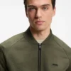 Sweatshirt mit Reißverschluss und Dreieck-Jacquardmuster sowie gummiertem Logo