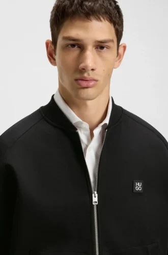 Sweatshirt mit Reißverschluss und gestapeltem Logo aus Baumwollmischung