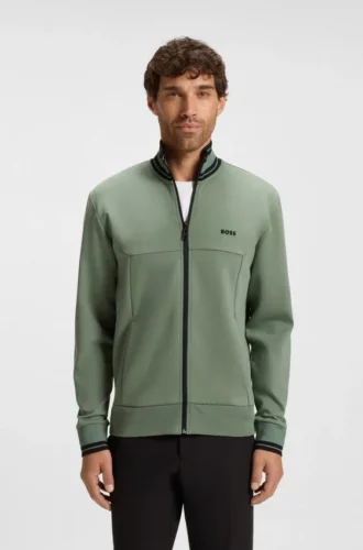 Sweatshirt mit Reißverschluss und Streifendetails aus einer Baumwollmischung