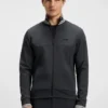 Sweatshirt mit Reißverschluss und Streifendetails aus einer Baumwollmischung