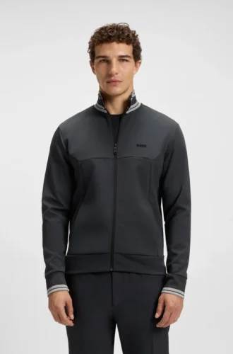 Sweatshirt mit Reißverschluss und Streifendetails aus einer Baumwollmischung