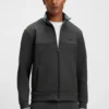 Sweatshirt mit Reißverschluss und Streifendetails aus einer Baumwollmischung Sweatshirt mit Reißverschluss und Streifendetails aus einer Baumwollmischung