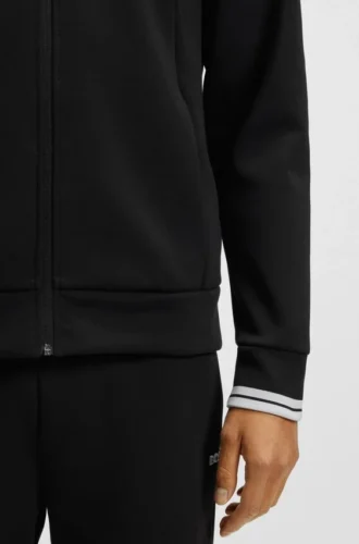 Sweatshirt mit Reißverschluss und Streifendetails aus einer Baumwollmischung
