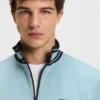 Sweatshirt mit Reißverschluss und Streifendetails aus einer Baumwollmischung