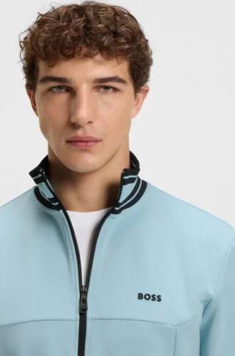 Sweatshirt mit Reißverschluss und Streifendetails aus einer Baumwollmischung