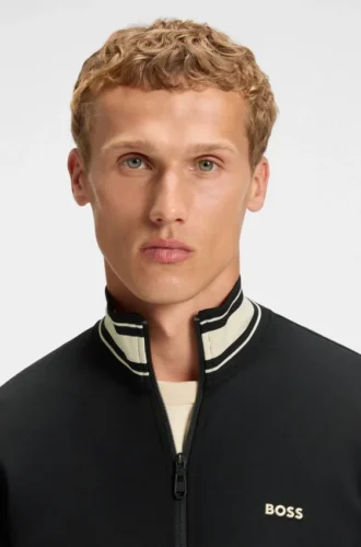 Sweatshirt mit Reißverschluss und Streifendetails aus einer Baumwollmischung
