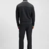 Sweatshirt mit Reißverschluss und Streifendetails aus einer Baumwollmischung
