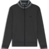 Sweatshirt mit Reißverschluss und Streifendetails aus einer Baumwollmischung Sweatshirt mit Reißverschluss und Streifendetails aus einer Baumwollmischung