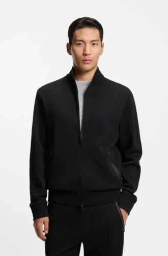 Sweatshirt mit Reißverschluss und Waffelstruktur aus einer Baumwollmischung
