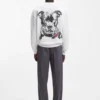 Sweatshirt mit Tiermotiv aus Baumwollfrottee