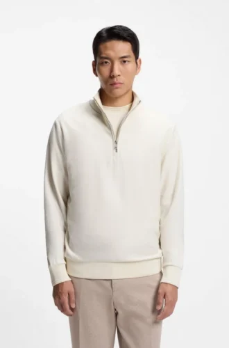 Sweatshirt mit Viertelreißverschluss aus Baumwollmischung