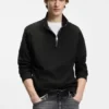 Sweatshirt mit Viertelreißverschluss aus Baumwollmischung