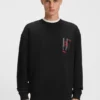 Sweatshirt mit Vogelmotiv aus Baumwollfrottee