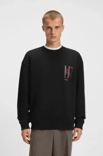 Sweatshirt mit Vogelmotiv aus Baumwollfrottee